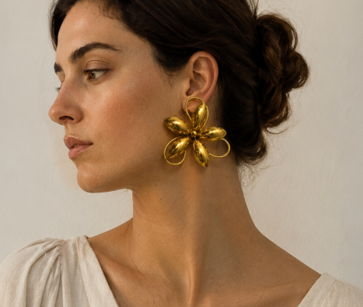 Boucles d'oreille florales dorees Bubblee