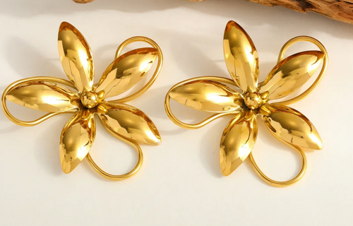 Boucles d'oreille florales dorees Bubblee