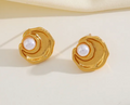 Boucles d'oreille geometriques dorees Bubblee