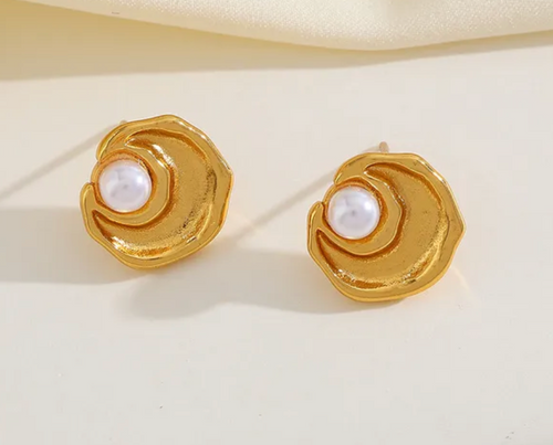 Boucles d'oreille geometriques dorees Bubblee