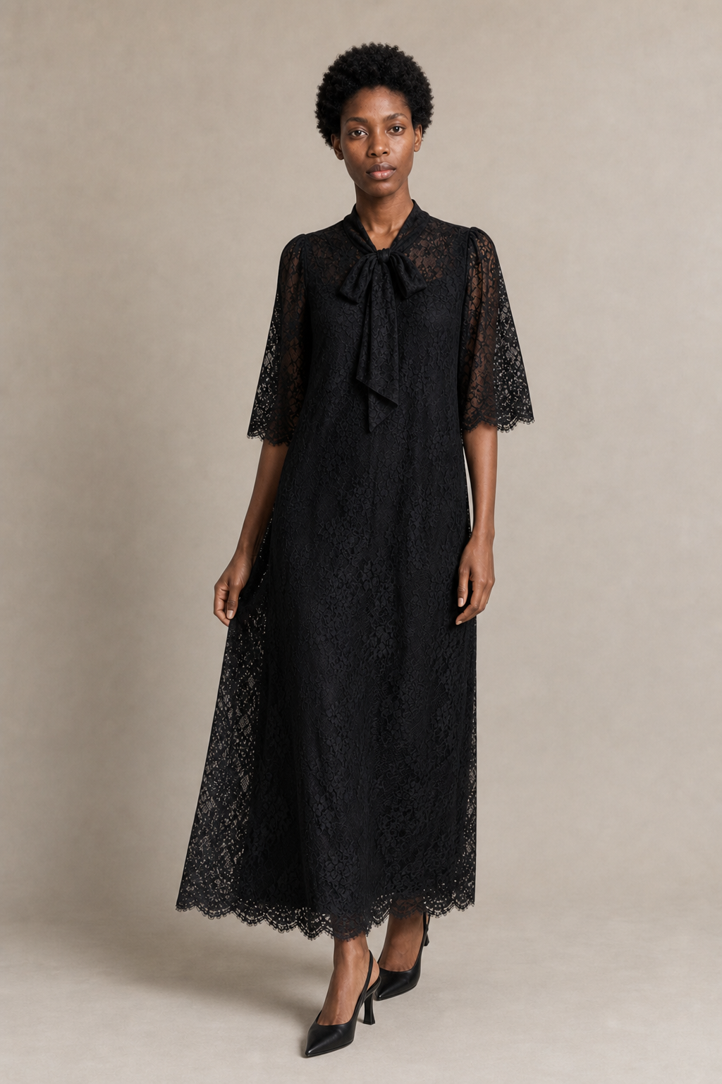 Robe longue dentelle noir bubblee paris bubblee 