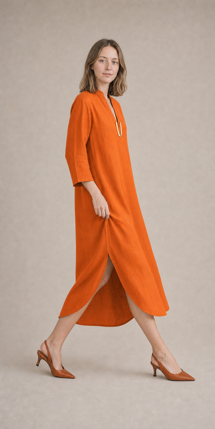 robe longue orange plage summer été bubblee bubblee paris